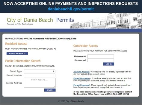 dania beach online permit status.